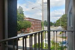 Looking out on Seventh Street toward Tulsa County District Court.