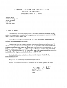 supremecourt Tulsa attorney James Wirth admitted to U.S. Supreme Court Bar